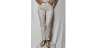 Pantalon coupe jeans imprimé discret ton de beige extensible